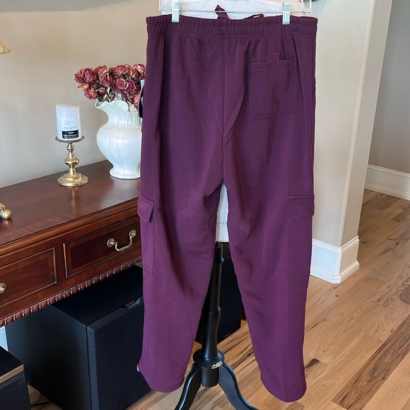 Sweatpants Climate Concepts Maroon Cargo Maroon Fleece Lined Mens Medium - Picture 13 of 16